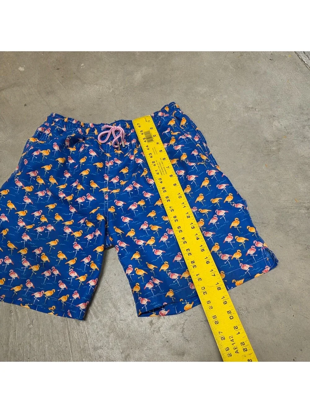 Peter Millar Swim Trunks Shorts Adult Blue Lined Flamingo's Men's Size M Blue